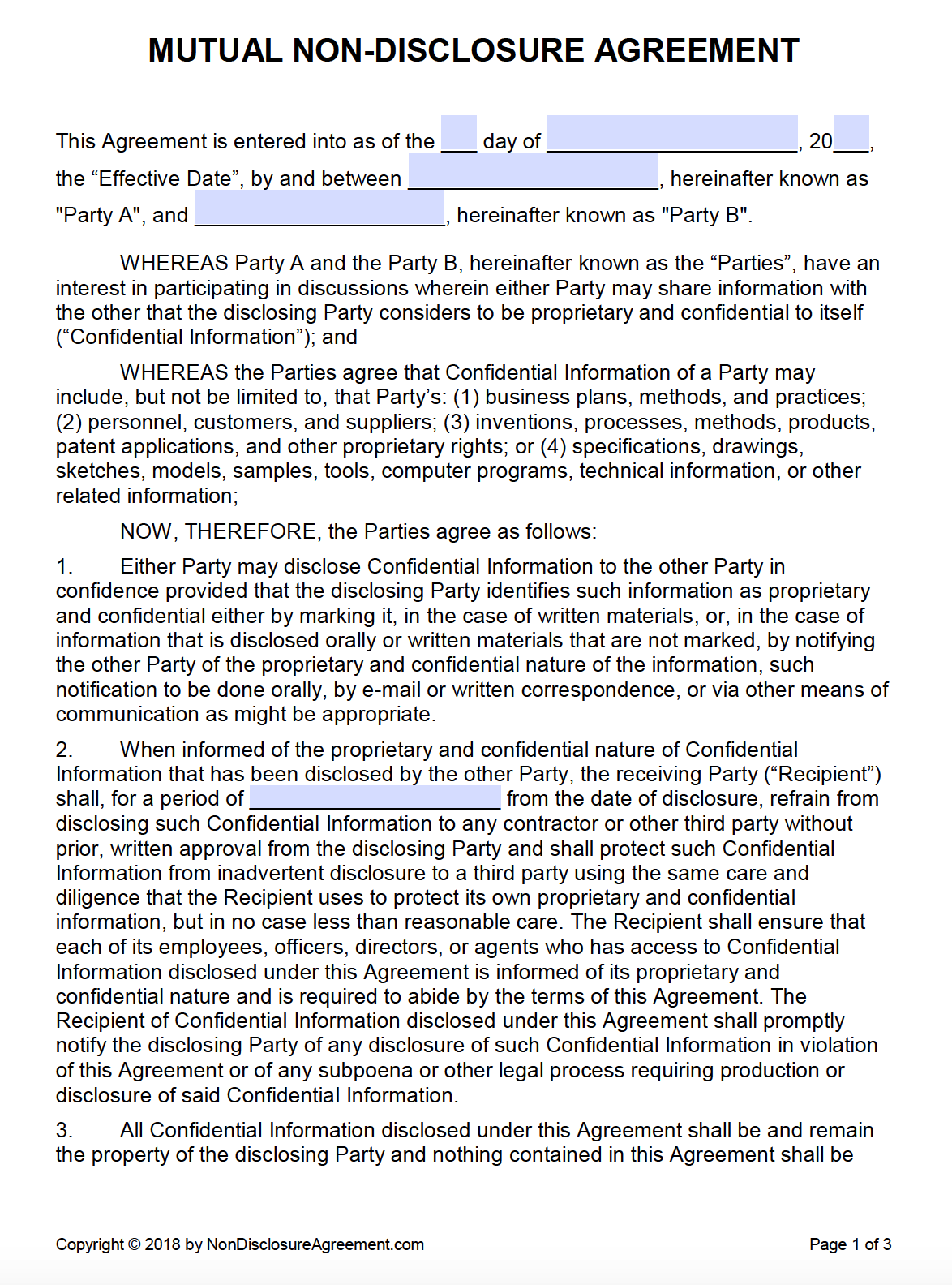 Mutual Confidentiality Agreement Template